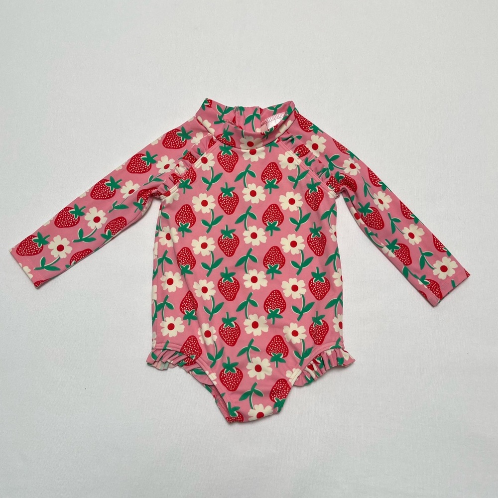 Boden baby girl strawberry swimsuit, 6-9m